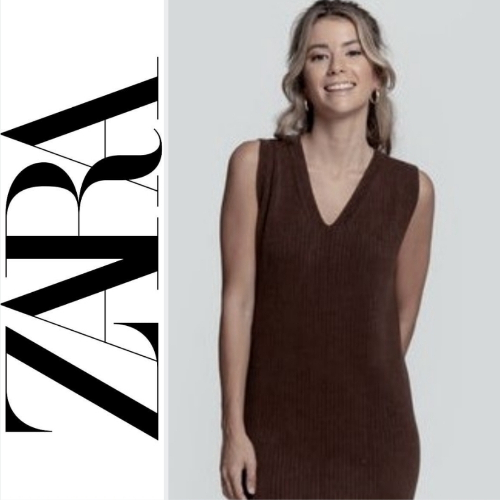 Zara hi-low side slit knit tunic top